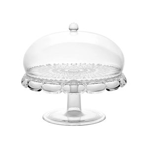 Support à gâteau en verre transparent avec dôme pour une présentation alimentaire hygiénique, gardant les gâteaux frais et protégés - Product Image 2