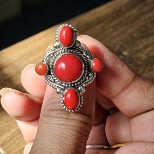 แหวนพลอยสีเงินลายปะการังสำหรับงานแต่งงานงานหมั้นวันครบรอบ - Product Image 4