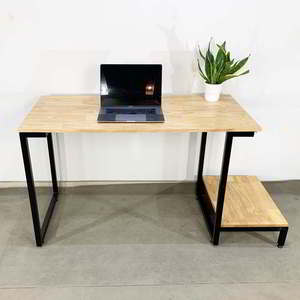 Adjustable Home <b>Office</b> <b>Computer</b> Desk with Wooden Top and Metal Legs - Product Image 5