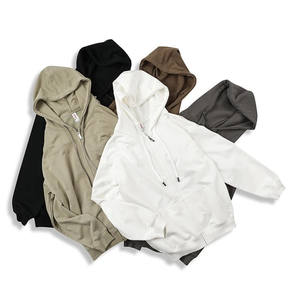 Logotipo Personalizado Hombres Mujeres Cremallera hasta Casual de gran tamaño CVC French Terry Moda Zip up Sudadera con capucha Sudaderas con capucha - Product Image 2