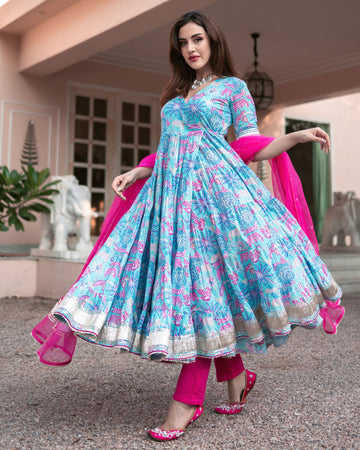 New Anarkali Angrakha Style Cotton Kurta Set by ZENZVIBE