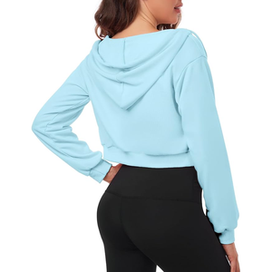 Jersey Crop Top Sudadera con capucha de lana para mujer Disponible en más algodón Tendencia coreana Crop Top Sudaderas con capucha personalizadas - Product Image 5