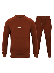 Wholesale Men's 100% Cotton Sweatsuits Solid Blank <b>Crewneck</b> Hoodie and Sweatpants OEM Training Jogging Wear Sets - Product Image 6