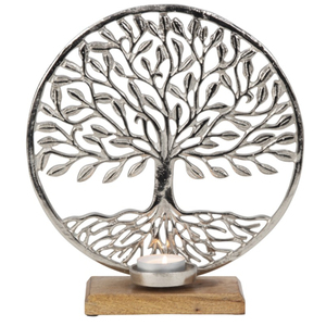 Bougeoir antique en métal pour arbre de Noël avec socle en bois pour décoration de table - Product Image 5
