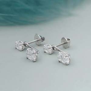 Pendientes de Diamantes Ovalados Estilo Vintage en Oro Blanco de 14K y 18K, Oro Amarillo y Rosa, Certificados por IGI, Engaste de Garra, para Boda - Product Image 3