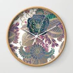 Modern Creative Art Floral Designer Attractive Look Round Shape Wall <b>Clock</b> For Home And Hotel Living Room And Lobby Decoration - Product Image 2