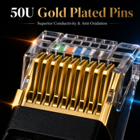 Kabel Ethernet Cat8 SFTP 40Gbps 2000MHz Kecepatan Tinggi 26AWG Tembaga Telanjang Berpelindung RJ45 Kabel Patch Jaringan PVC LSZH Panjang Sesuai Pesanan