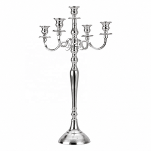 Candelabro de metal para centro de mesa, decoración de bodas, aluminio plateado, 5 brazos, candelabro de mesa para decoración de eventos y fiestas - Product Image 5