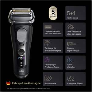 Afeitadora Eléctrica USB con Cinco Cuchillas Resistentes al Agua IPX7 para un Afeitado Preciso, Cabezal de Pre-Afeitado y Estación de Limpieza - Product Image 3