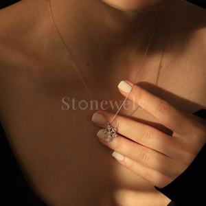 Joyería fina Colgantes y dijes de oro blanco Diseño de copo de nieve Diamante Zircon Moissanite Lab Grown/Piedras naturales Naturaleza estudiada - Product Image 3