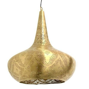 Handcrafted Antique Moroccan Oval <b>Hanging</b> Lamp Cutwork Design Brass <b>Ceiling</b> Lantern Vintage Metal Pendant Light Fixture For Home - Product Image 4