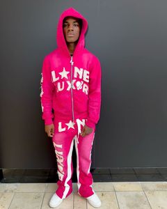 Bajo MOQ Adulto Distress Sweat Suit Manga larga con cierre de cintura elástica Hasta la rodilla Hecho en Pakistán - Product Image 3