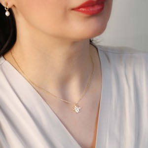 Laser Cut <b>Bee</b> Design Pendant Necklace 925 Sterling Silver Gold Plated Handmade Turkish Wholesale Jewelry - Product Image 2