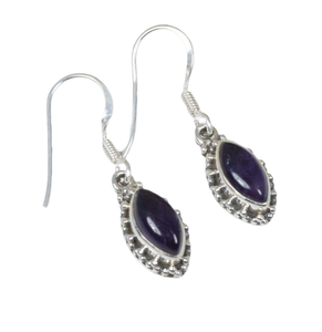 Boucles d'oreilles pour femmes Boucles d'oreilles pour filles Bijoux en argent Boucles d'oreilles pendantes Améthyste Pierre précieuse de haute qualité en argent sterling massif 925 - Product Image 1