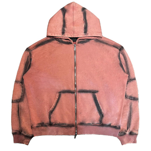 Ventes en gros de sweats à capuche pour hommes en tissu French Terry 100% coton, lavage à l'acide, logo personnalisé, sweats à capuche délavés au soleil pour hommes - Product Image 2