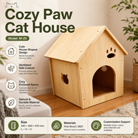 Maison pour chat en bois naturel, niche intérieure pour chat, meuble pour chat en bois avec design confortable et cachette, OEM personnalisé