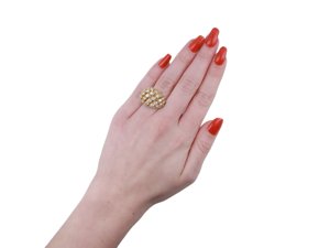 Diamant de luxe bijoux modernes femmes mariée cinquante-sept diamants ronds taille brillant dans les paramètres de griffe arrière ouvert bagues en or jaune - Product Image 3