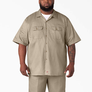 Chemise de travail unisexe en coton vert haute visibilité, imperméable, à manches courtes, respirante, avec deux poches, uniforme de mode - Product Image 5