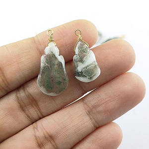 Colgante de Ágata Musgosa Natural de 23-21 mm, Forma Irregular, Envuelto en Alambre, Collar de Plata de Ley 925, Certificado por Terceros, Proveedor Directo - Product Image 2