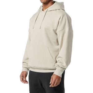 Sweat à capuche en coton pour homme de haute qualité avec logo personnalisé, respirant, en molleton épais, doublure unie 380g, design épaules tombantes pour l'hiver - Product Image 2