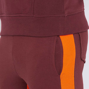 2 piezas Chándales para hombre Algodón Fleece Made Color granate Sudaderas con capucha y pantalones de chándal para hombres Chándales de invierno - Product Image 5