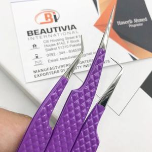 Juego de pinzas para pestañas de acero inoxidable de alta calidad superventas Color púrpura probado a mano volumen sólido pestañas acero sostenible - Product Image 5