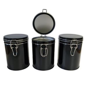 Juego de Recipientes Herméticos para Café, de Metal Negro Mate, con Tapa de Cierre Hermético, Recipiente de Almacenamiento de Grado Alimenticio para Té, Azúcar y Especias - Product Image 1