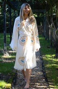 Albornoz Peshtemal con estampado de algodón de primera calidad, textil para el hogar esencial hecho en Turkiye - Product Image 4