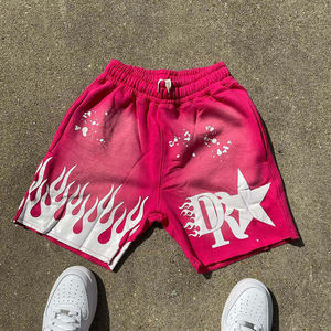 กางเกงขาสั้นผ้าย่นซีดจางสำหรับผู้ชายเสื้อผ้าแนวสตรีทผ้าเทอร์รี่พิมพ์ลายกราฟิกแบบวินเทจ - Product Image 1