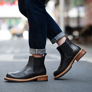 รองเท้าบูทหนังลูกวัวคุณภาพสูงแบบ Brogue พร้อมดีเทลเจาะรูและพื้นรองเท้าระบายอากาศสำหรับรองเท้าบูทธุรกิจสุภาพบุรุษ - Product Image 1