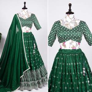 Vêtements de mariage Exclusif Dernières tendances Lehenga Choli en soie de neem avec dupatta avec broderie de sequins à prix de gros - Product Image 4