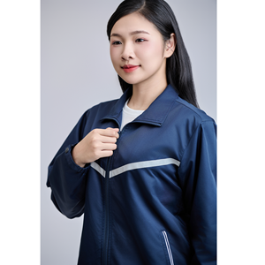 Veste zippée unisexe solide 100% polyester Vietnam Isolation thermique MARINE Fine FMF Teinture unie Imperméable Respirante Coupe-vent - Product Image 4