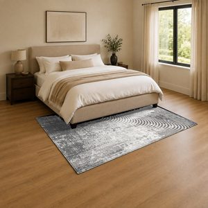 Tapis de salon en chenille gris argenté à motif design imprimé numériquement, lavable en machine, antidérapant - RUGS DEPOT LXDP-0820 (vente en gros) - Product Image 3