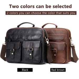 Maletín para ordenador portátil, diseño de negocios, bolso impermeable para ordenador portátil, bolso de café para hombre, maletín de cuero suave - Product Image 6