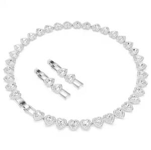 Luxury <b>Heart</b> <b>Necklace</b> Pave Halo Lab Grown Crystals <b>Silver</b> Jewelry Elegant Design Bulk Wholesale Supplier - Product Image 3