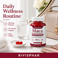 Gummies véganes à base de racine de Maca OEM, marque privée, pour femmes et adultes, vitalité quotidienne, énergie, beauté, soutien au bien-être