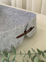 Panier de rangement rectangulaire en feutre avec sangle en similicuir, pliable, écologique, durable, boîte de rangement à bas prix, haute qualité