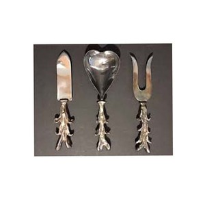 Stainless Steel Salad Serving Set <b>Silver</b> Mirror Polished With Solid Design Handle Tableware Decorative Food Serving Set - Product Image 1