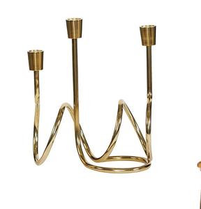 Soporte de vela de metal dorado con acabado brillante en forma antigua de tamaños personalizados 3-portavelas con dimensiones de 10,25x4,25x8,75 - Product Image 4