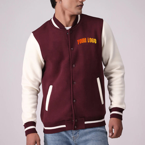 Veste universitaire de baseball pour hommes avec ourlets côtelés à manches longues, coupe tendance pour les occasions quotidiennes - Product Image 1