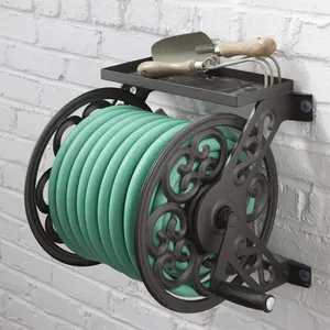 Fire Hose Pot Reel Holder Fire Hose Pot Firefighting Equipment Fire Hose Pot Designer Copper Metal Planter <b>Pipe</b> and Green Plant - Product Image 2