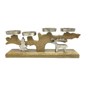 Portavelas de Madera de Mango y Aluminio de Alta Calidad, Portavelas Redondos de Metal Plateado para Decoración Navideña, Artículo de Regalo - Product Image 5