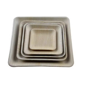 Vaisselle jetable en feuille de palmier biodégradable naturelle, assiettes carrées de différentes tailles et formes pour servir des aliments lors des mariages - Product Image 3