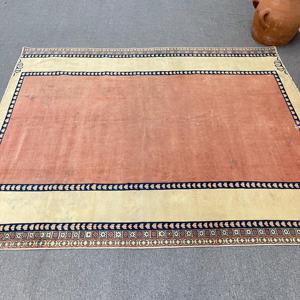 Tapis turc vintage 6,1x7,3 pi (186x221 cm), tapis en laine à carreaux rouges - Product Image 2