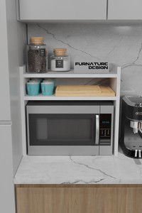 Estante de Cocina Moderno de Tres Niveles para Microondas, Organizador de Almacenamiento, Diseño Minimalista, Material de Madera, Tipo Vertical - Product Image 5