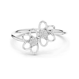 Bague en diamant de laboratoire à motif floral, 0,056 CT de diamants de laboratoire VVS-VS EF au total, disponible en or 18 carats, 14 carats, 10 carats et argent 925 - Product Image 3