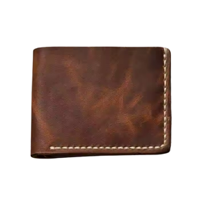 Portefeuille à deux volets pour hommes Vintage Slim fait à la main en cuir pleine fleur avec détail de point de blocage RFID Style de mode en option - Product Image 1