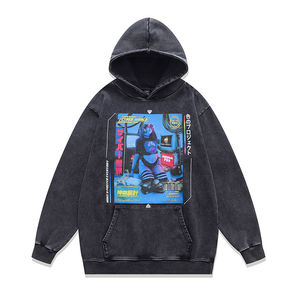 Veste à capuche surdimensionnée à imprimé de dessin animé de style vintage américain, mode de rue, 100% coton, approvisionnement ODM pour hommes et femmes - Product Image 2