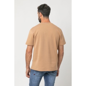 Gran oferta, Camiseta básica de algodón para hombre, cómoda, uso diario, informal, a la moda, cuello, manga corta, bronceado, talla XL, 200 gramos, peso de tela - Product Image 3