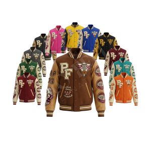 Vêtements de rue Mode personnalisée Hiver Chaud Collage Doublure en softshell Broderie Vestes universitaires Veste de baseball pour hommes - Product Image 1